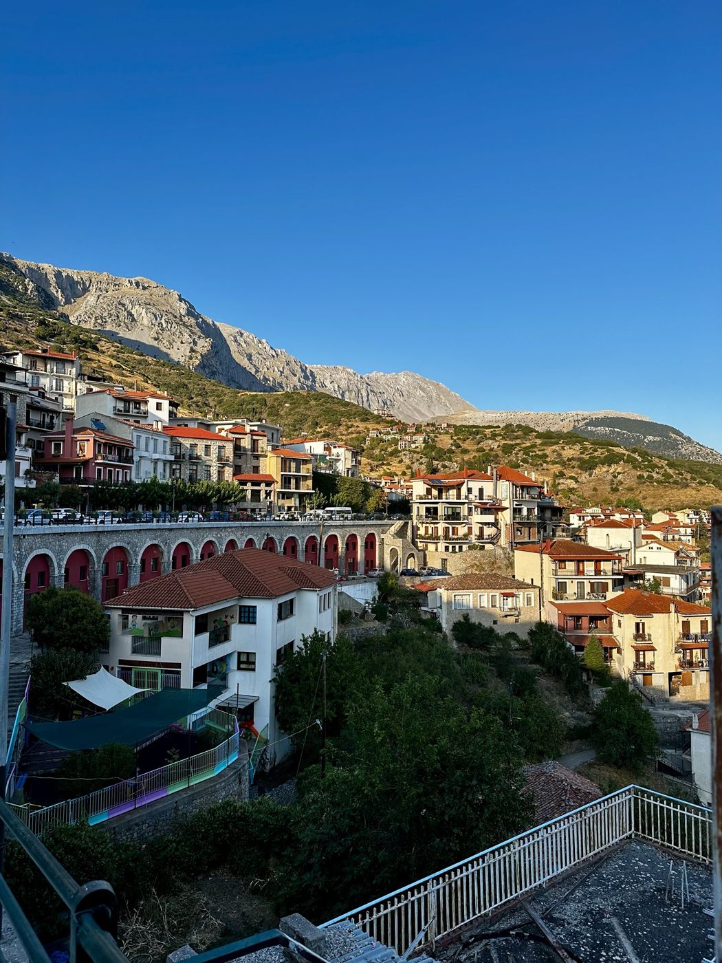 Arachova’s stone arches and red-roofed houses on the slopes of Mount Parnassus